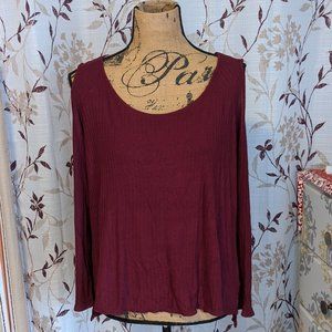 Faded Glory, Maroon Cold Shoulder, Size: S